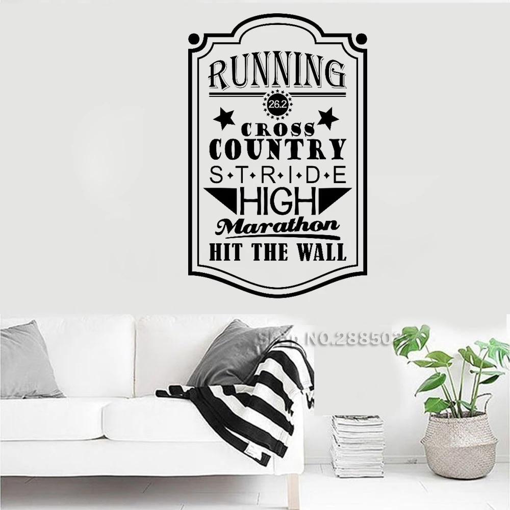 1000x1000 Running Vinyl Wall Decal Stickers Quote 26.2 Cross Country Stride High Marathon Hit The Wall Mural Wallpaper Removable LC625. Wall Stickers