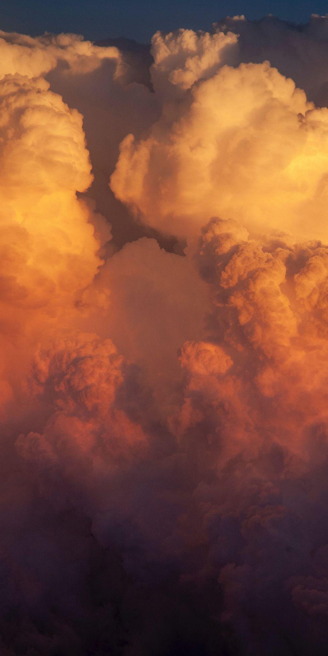 1080x2160 Orange Clouds Aesthetic Wallpaper