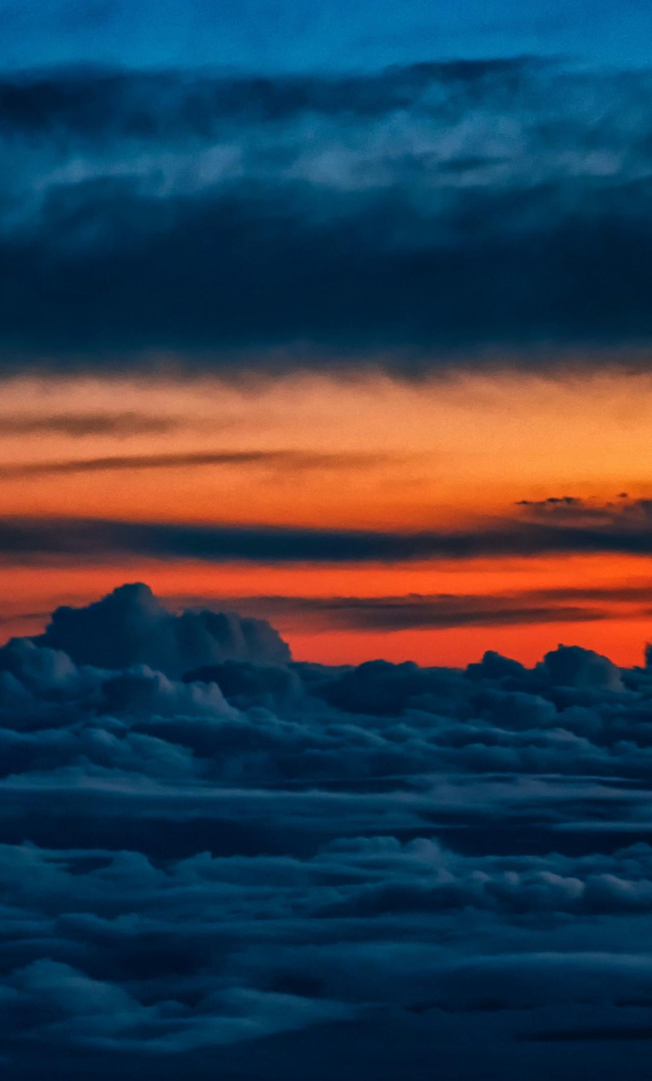 1280x2120 Download 1280x2120 wallpaper orange sky, clouds, nature, sunset, iphone 6 plus, 1280x2120 HD image, background, 21803