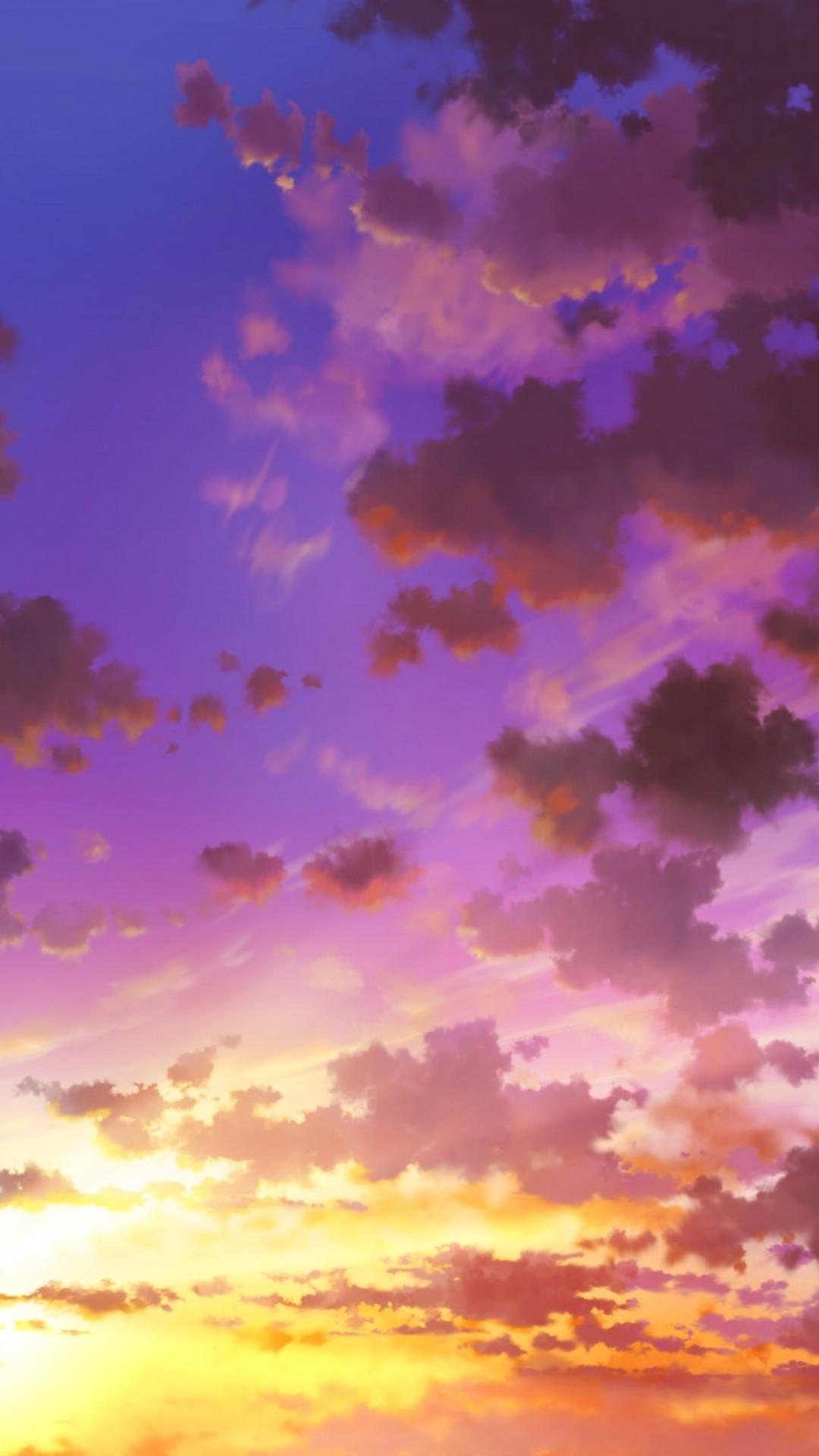 Anime Girl Student Sunrise Sky Clouds 4K Wallpaper iPhone HD Phone #3241m