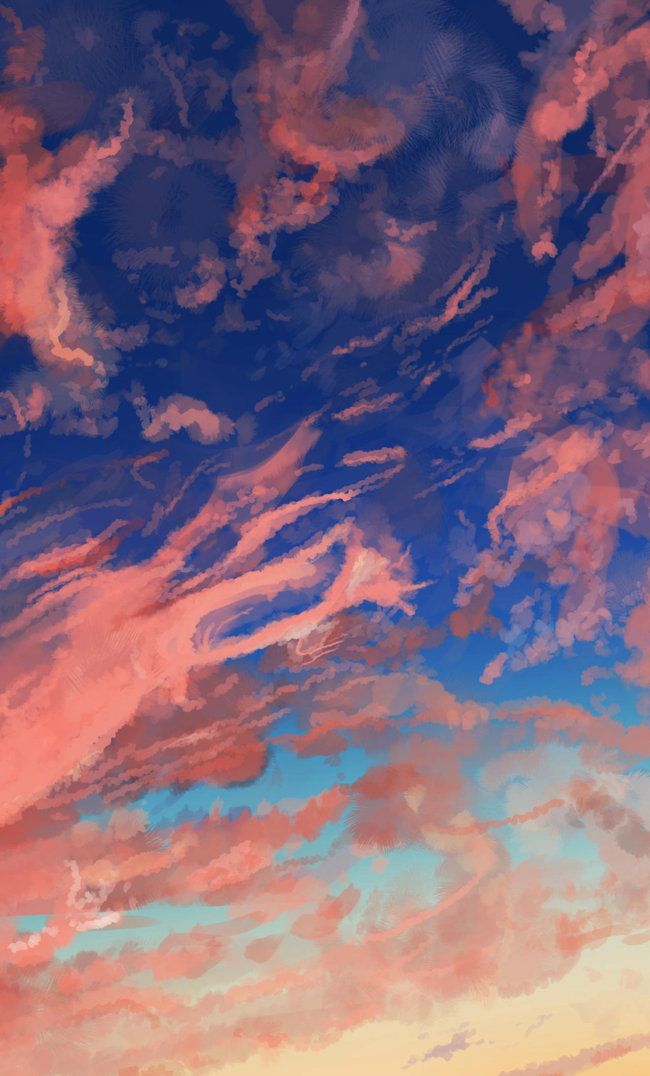 1280x2120 Cloud Sky Anime iPhone HD 4k Wallpaper, Image, Background, Photo and Picture