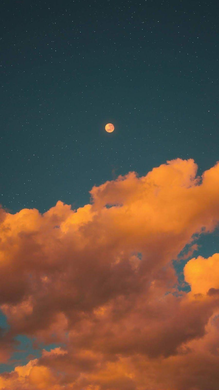 900x1600 Full moon in the night sky. Fond d'écran orange, Fond d'écran téléphone, Fond écran vintage