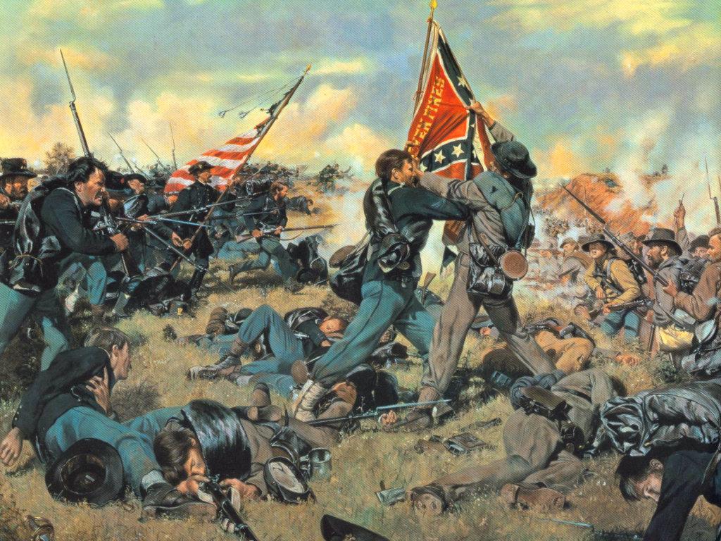1024x768 American Civil War Wallpaper War Gettysburg Painting HD Wallpaper