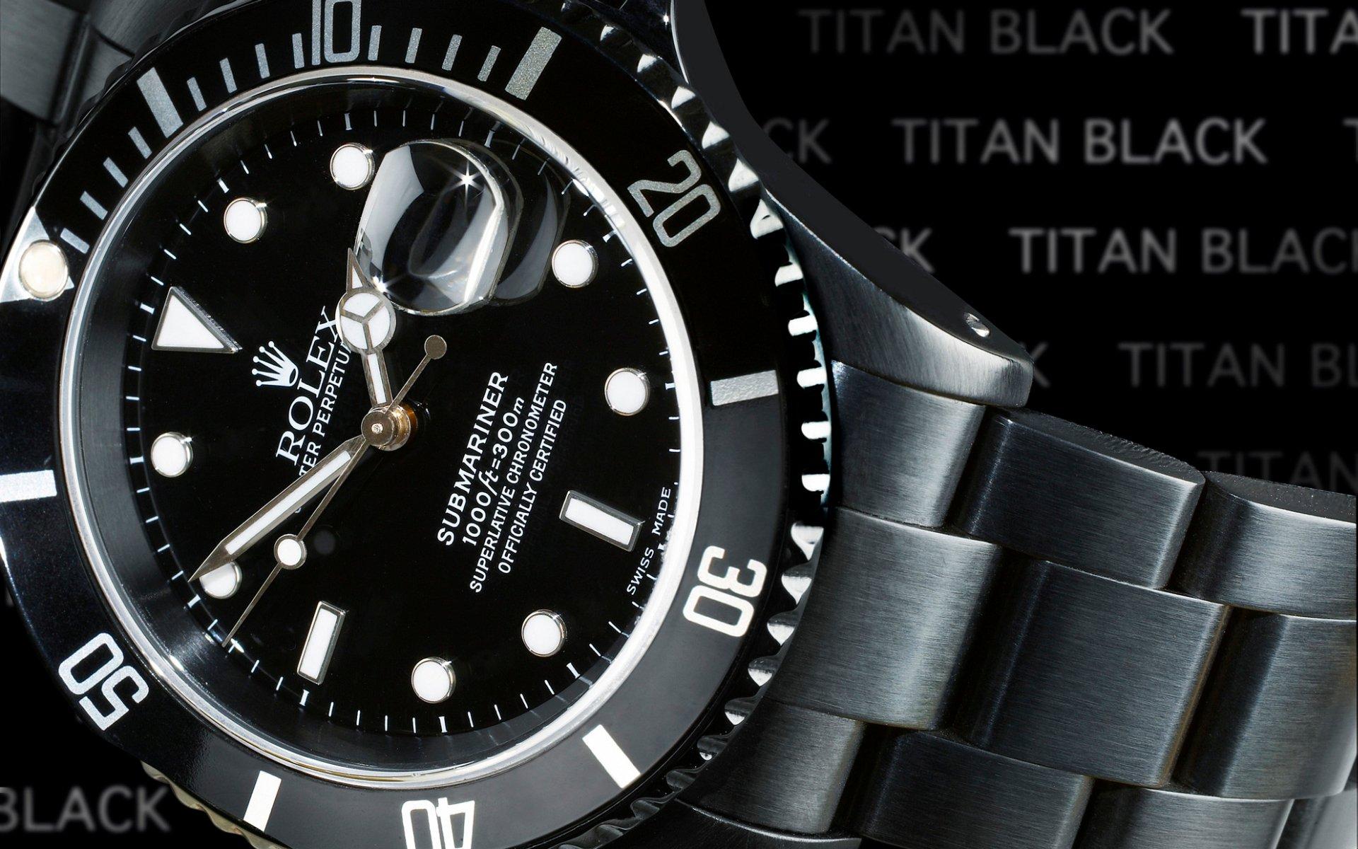 1920x1200 Titanblack Rolex Submariner DLC watch HD Wallpaper