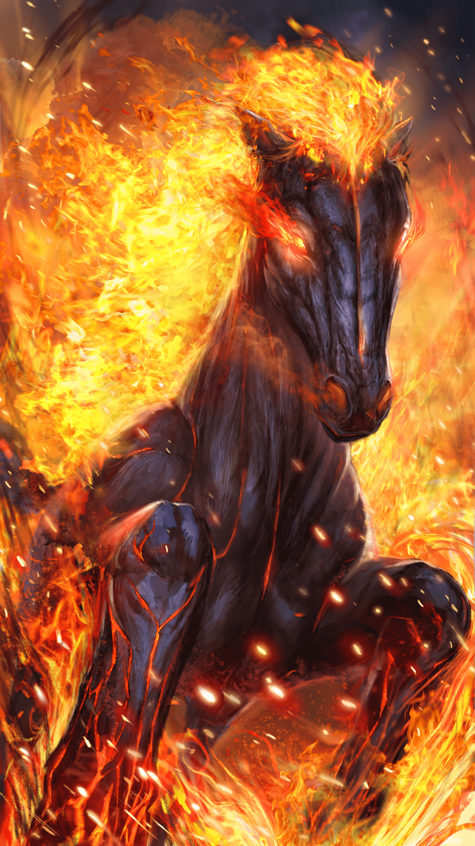 1620x2880 Fire Horse HD Wallpaper
