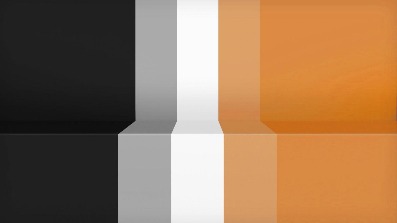 1366x768 Black Minimalistic Orange Retro Stripes Wallpaper HD Wallpaper