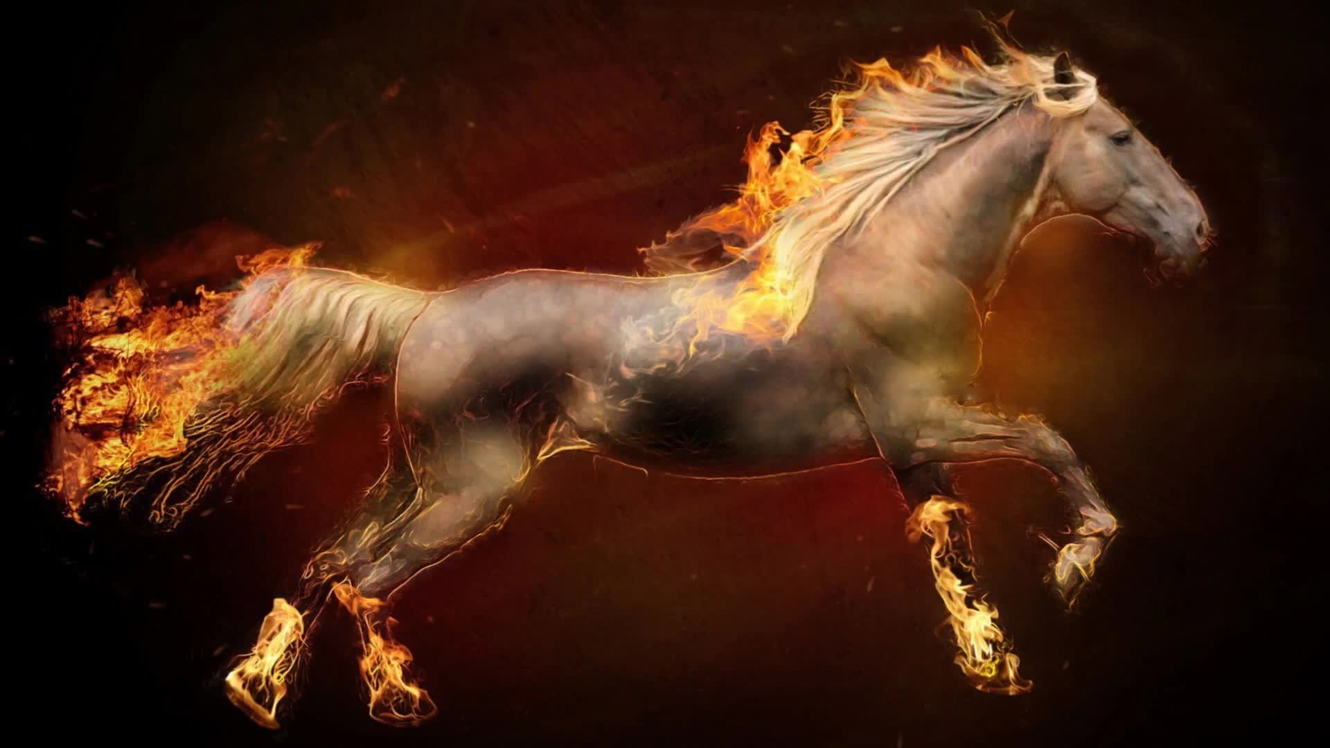 1920x1080 Running Fire Horse Artwork Live Wallpaper
