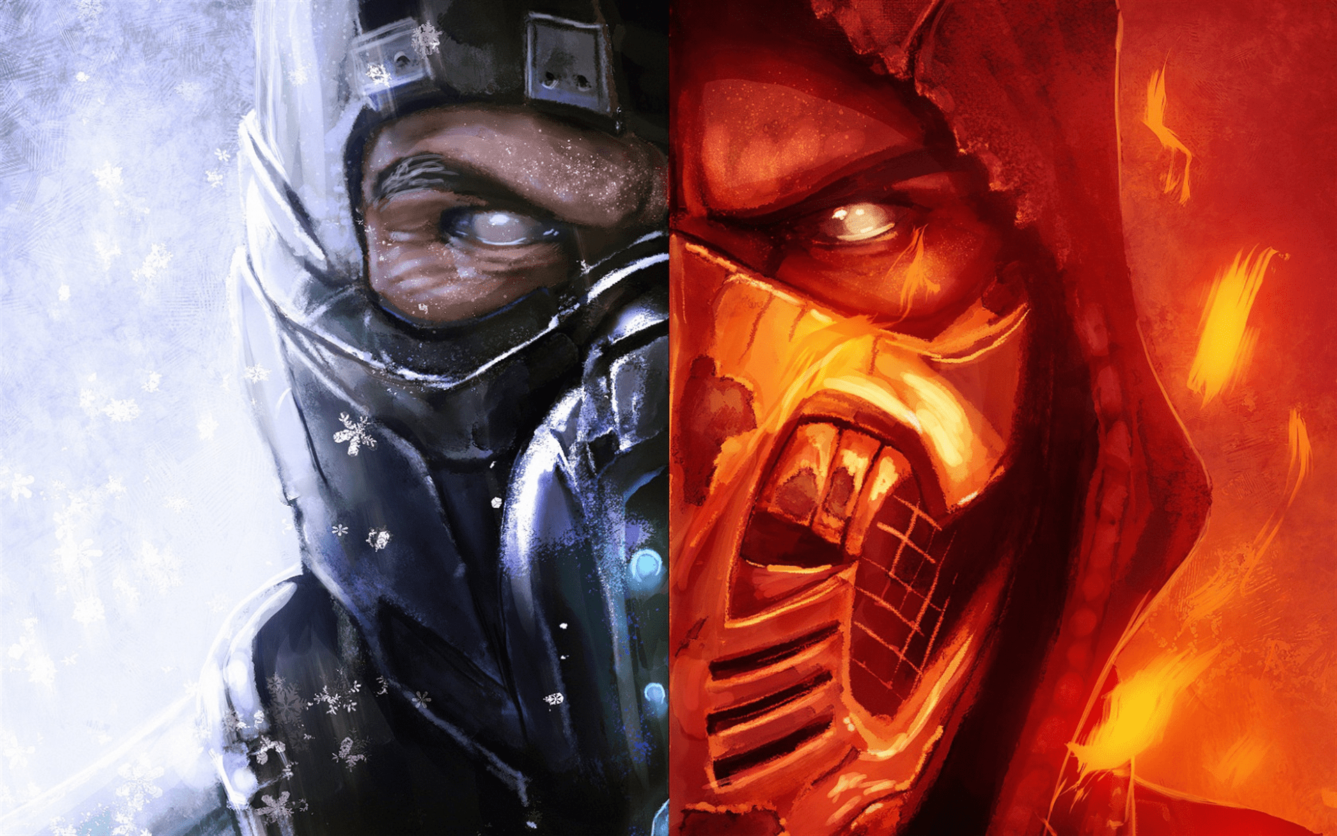 1920x1200 Download wallpaper Mortal Kombat Scorpion, Sub Zero, promo poster, main characters for desktop with resolution 1920x1200. High Quality HD picture wallpaper