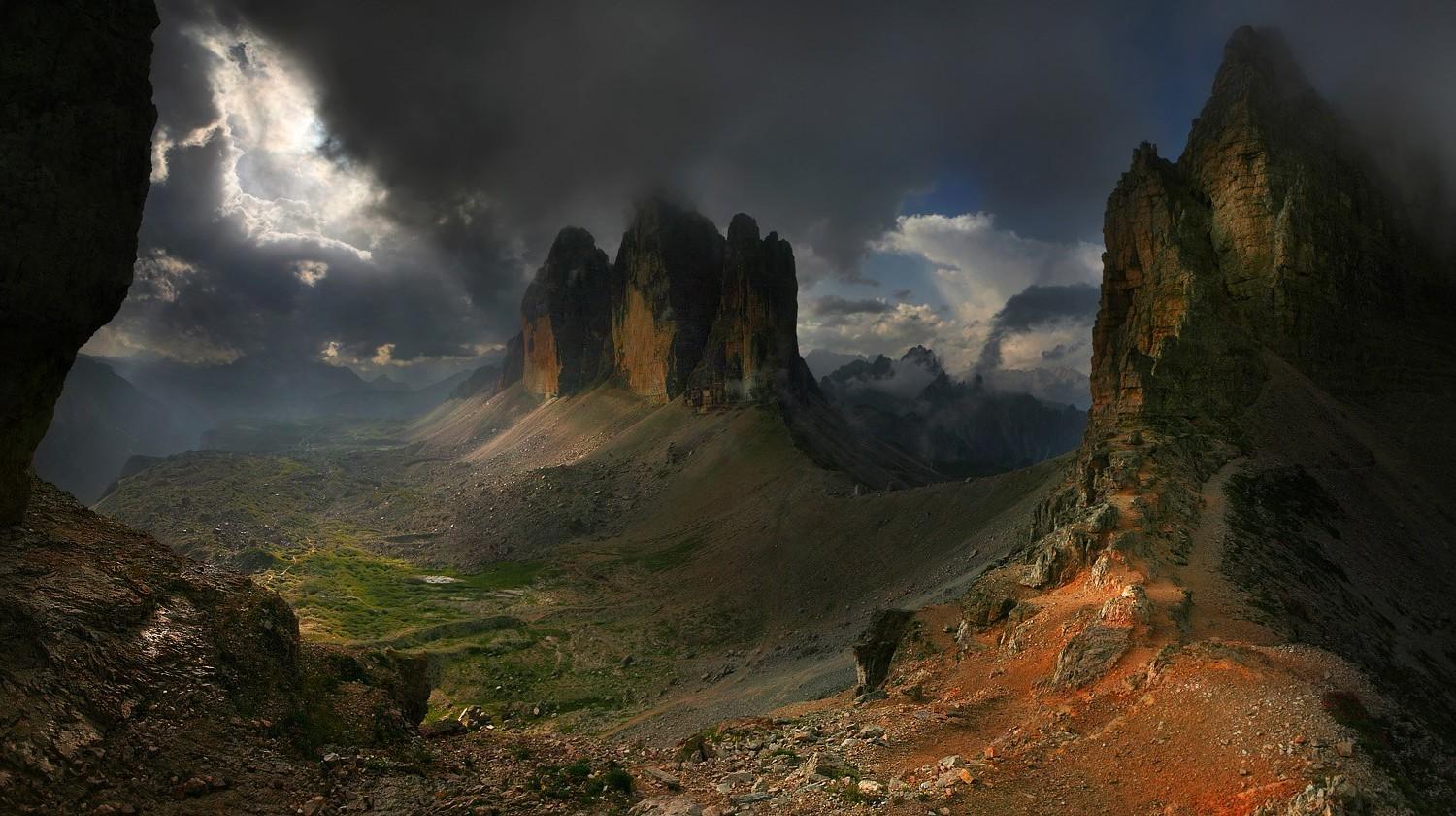 1500x840 nature, Landscape, Dark, Mountain, Sun Rays, Summer, Clouds Wallpaper HD / Desktop and Mobile Background