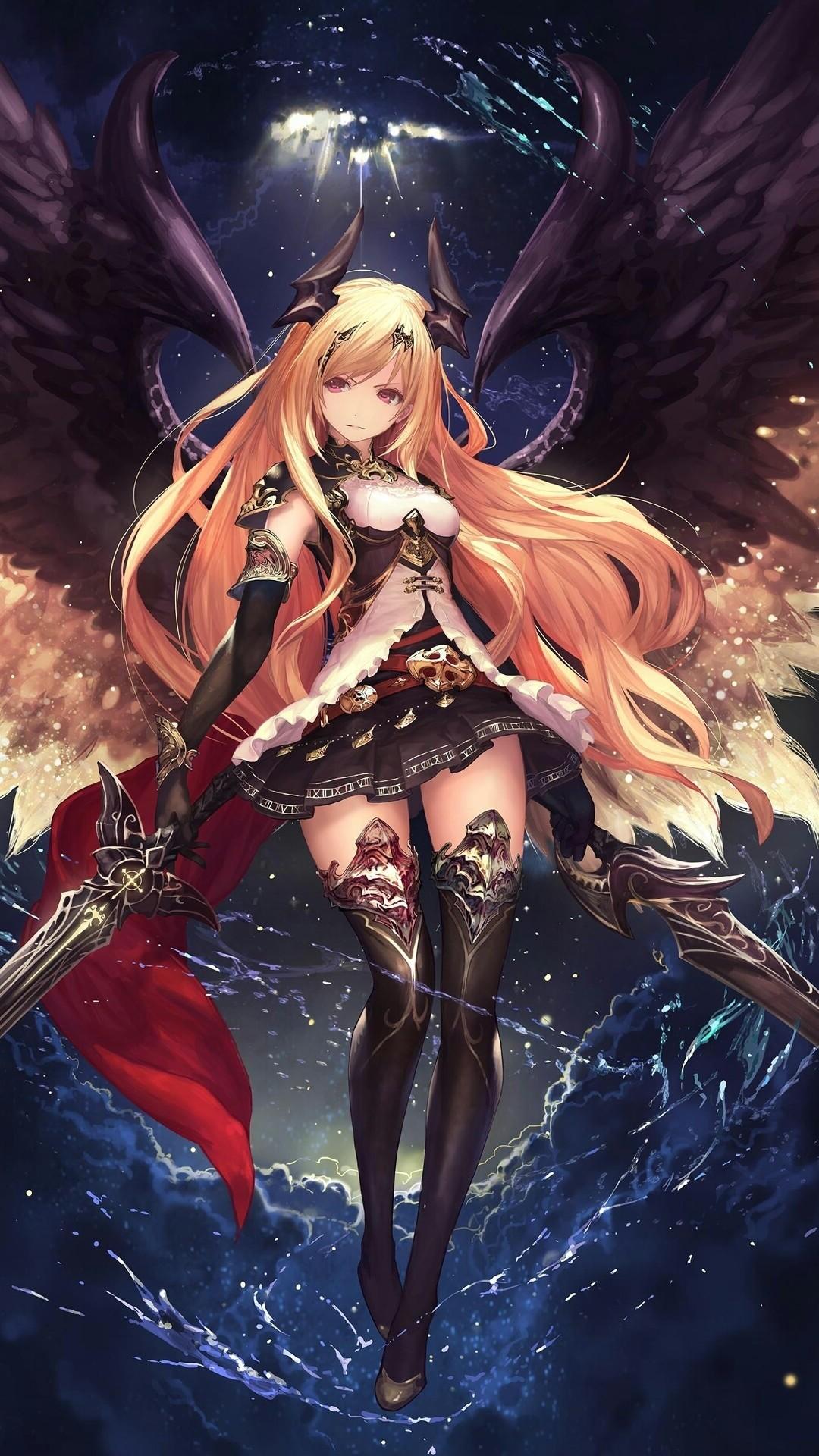 1080x1920 Blonde Girl With Horns Anime Mobile Wallpaper Data Src Wallpaper Anime Girl HD Wallpaper