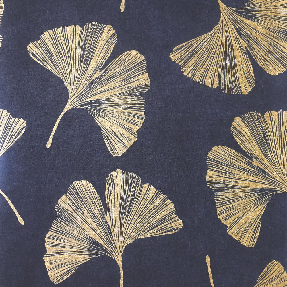 1000x1000 Arthouse Ginkgo Leaf Navy Vinyl Wallpaper in the Wallpaper department at