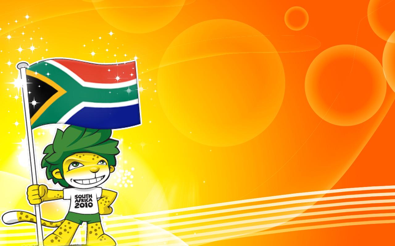 1280x800 Zakumi holding SA's flag wallpaper. Zakumi holding SA's flag