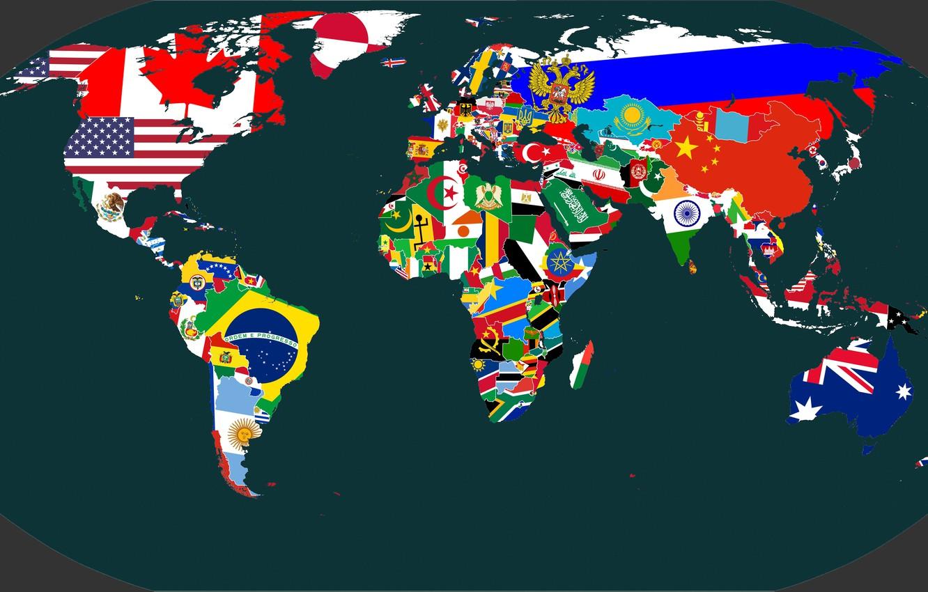 1332x850 Photo Wallpaper Map, Planet, Australia, Flags, Africa, HD Wallpaper