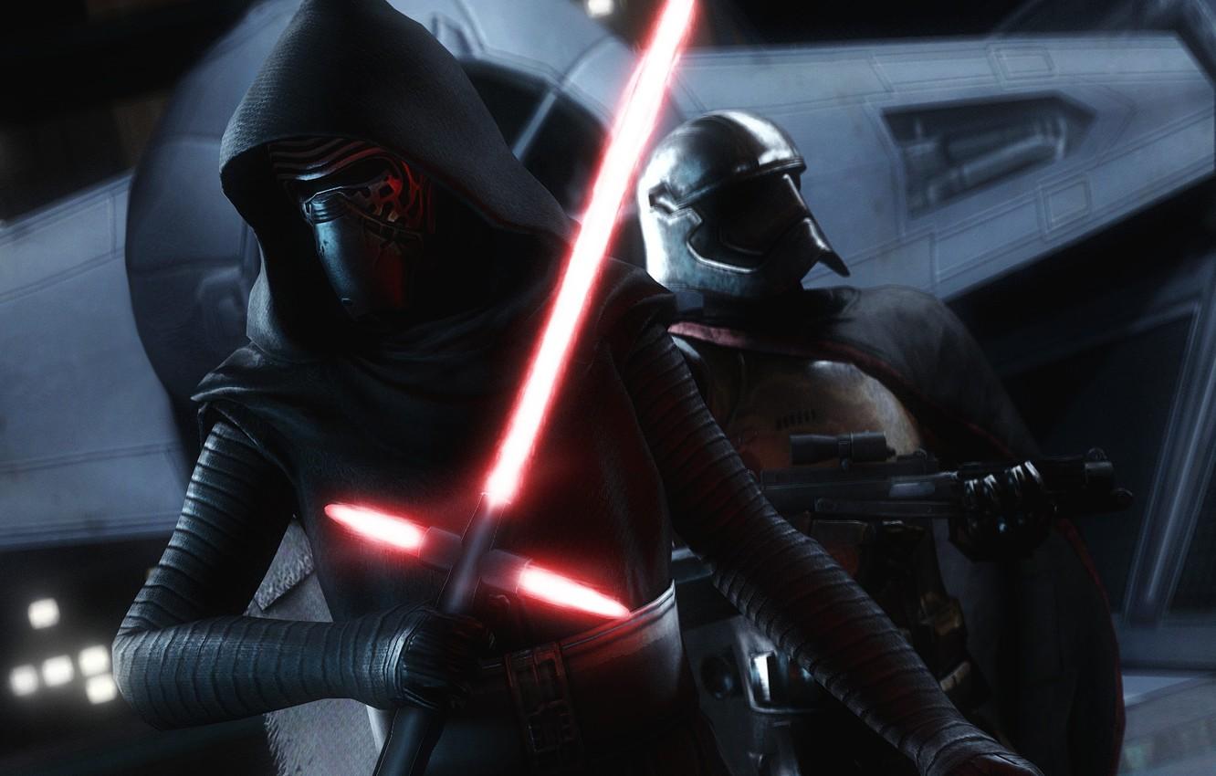 1332x850 Wallpaper weapons, sword, mask, art, helmet, cloak, Star wars, light, Kylo Ren, Phasma image for desktop, section фантастика