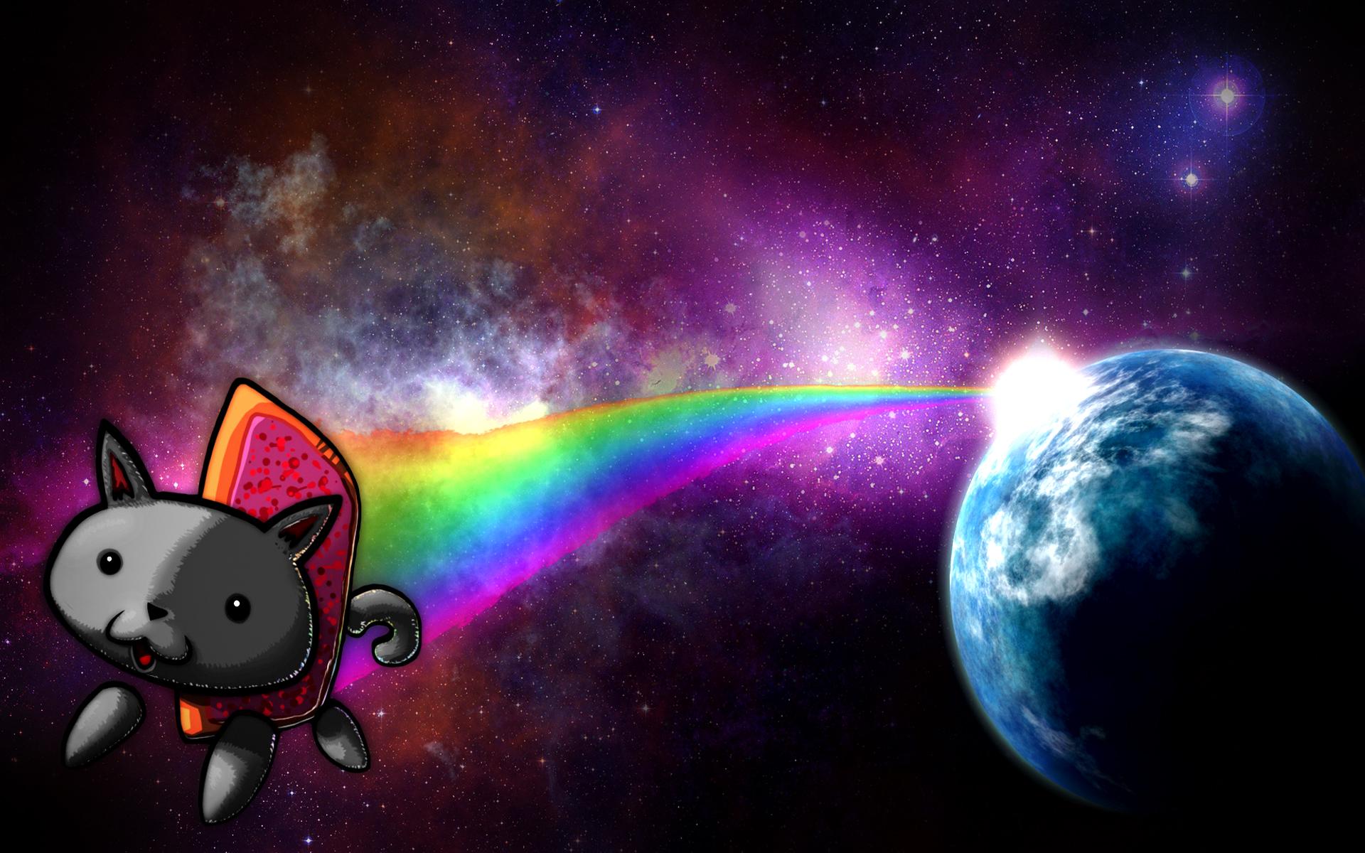 1920x1200 outer, Space, Earth, Rainbows, Nyan, Cat Wallpaper HD / Desktop and Mobile Background