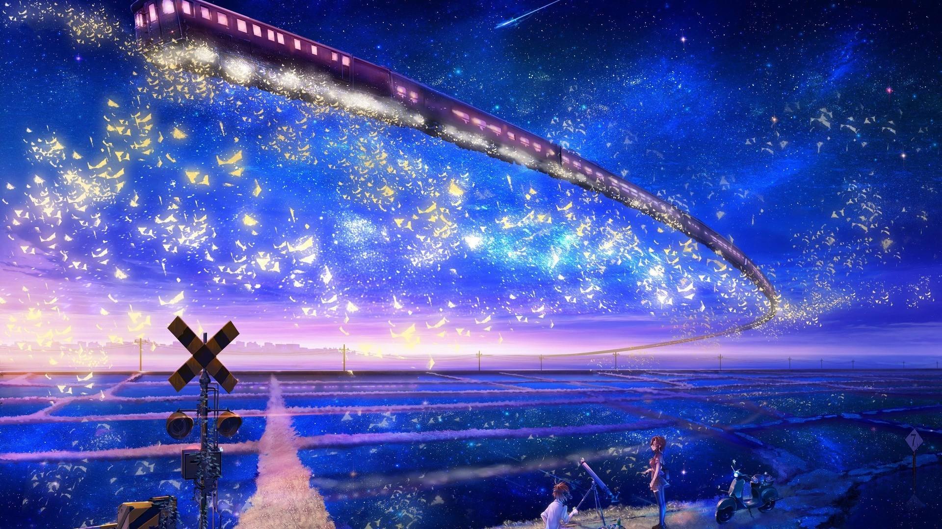 1920x1080 1920x1080 train artwork fantasy art flying stars concept art anime galaxy express 999 wallpaper JPG 728 kB