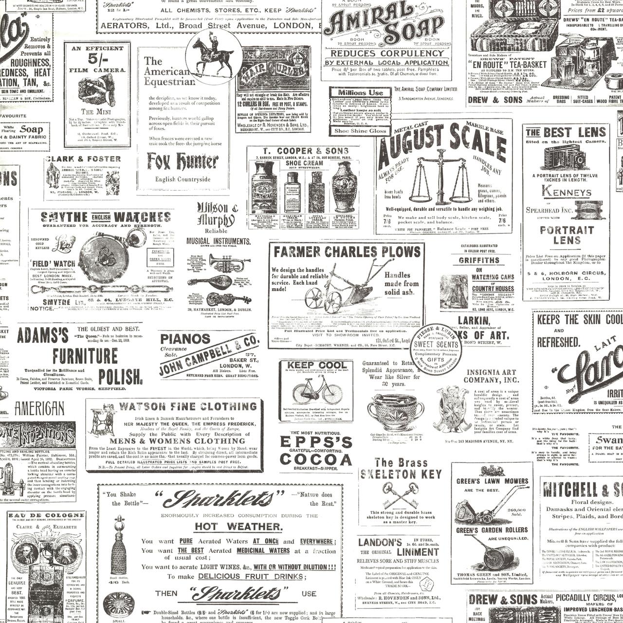 1280x1280 Adamstown Ivory Vintage Newspaper CTR64272 wallpaper