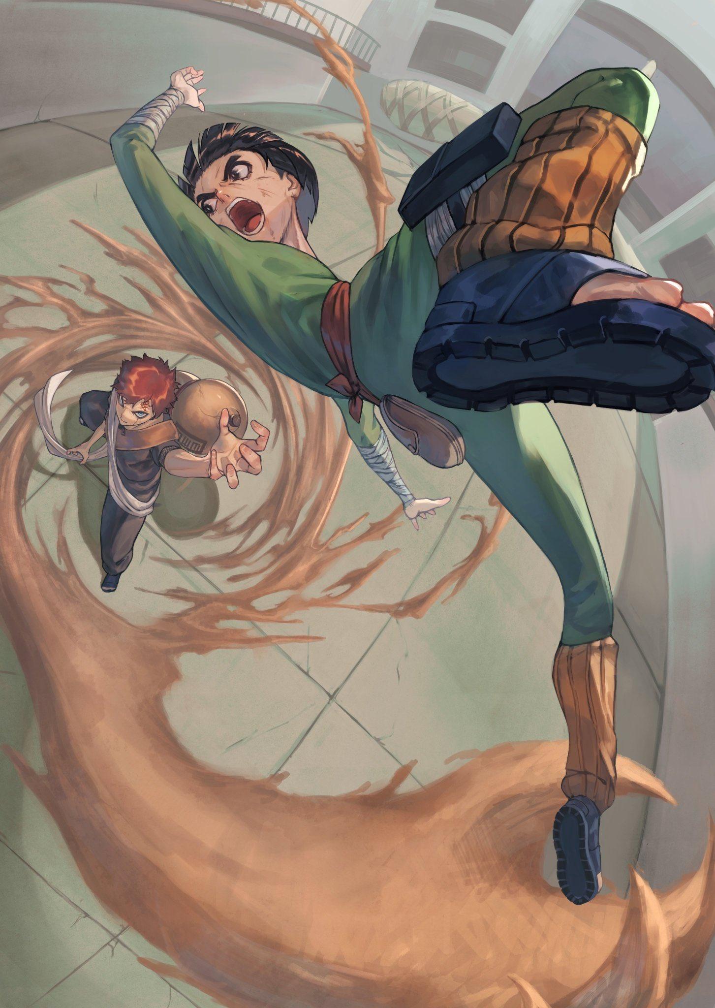 1453x2048 rock lee vs gaara