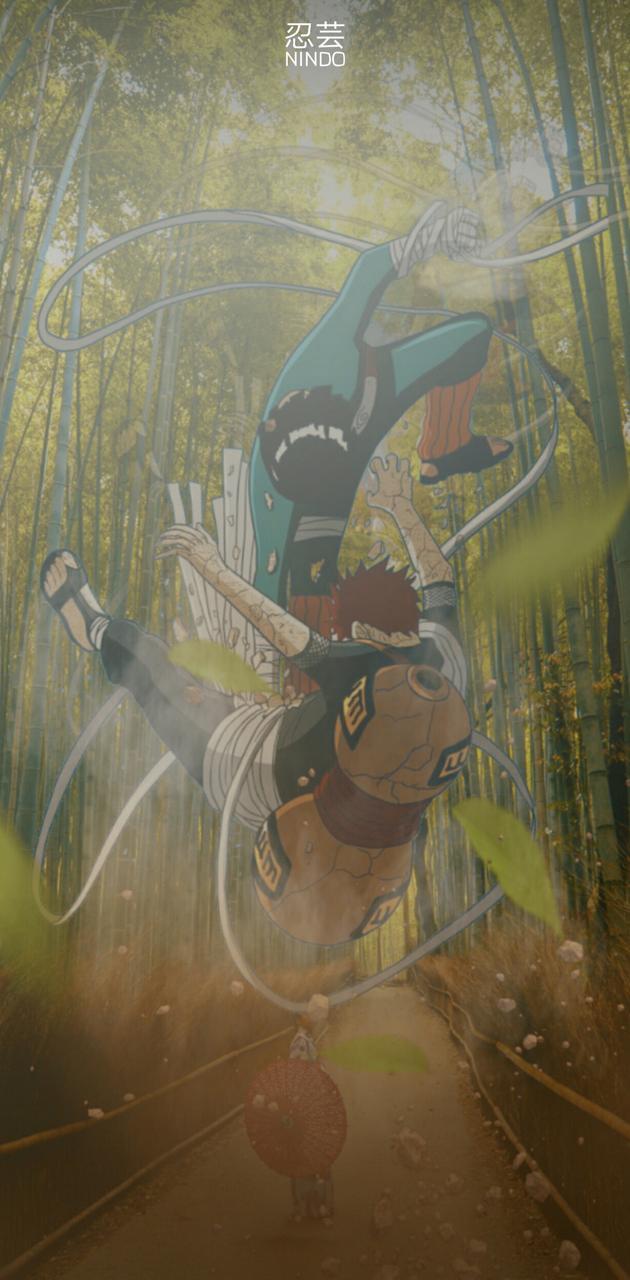 630x1280 Gaara vs Rock Lee wallpaper
