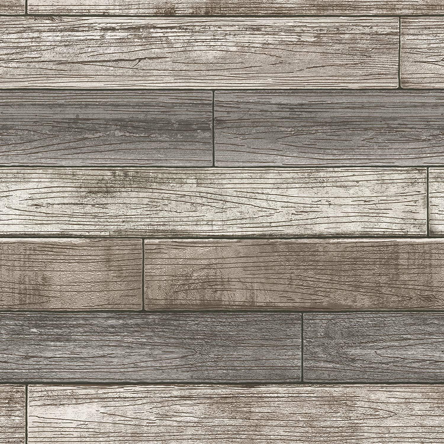 1500x1500 NuWallpaper NU3130 Peel & Stick Reclaimed Wood Plank Natural Peel and Stick Wallpaper