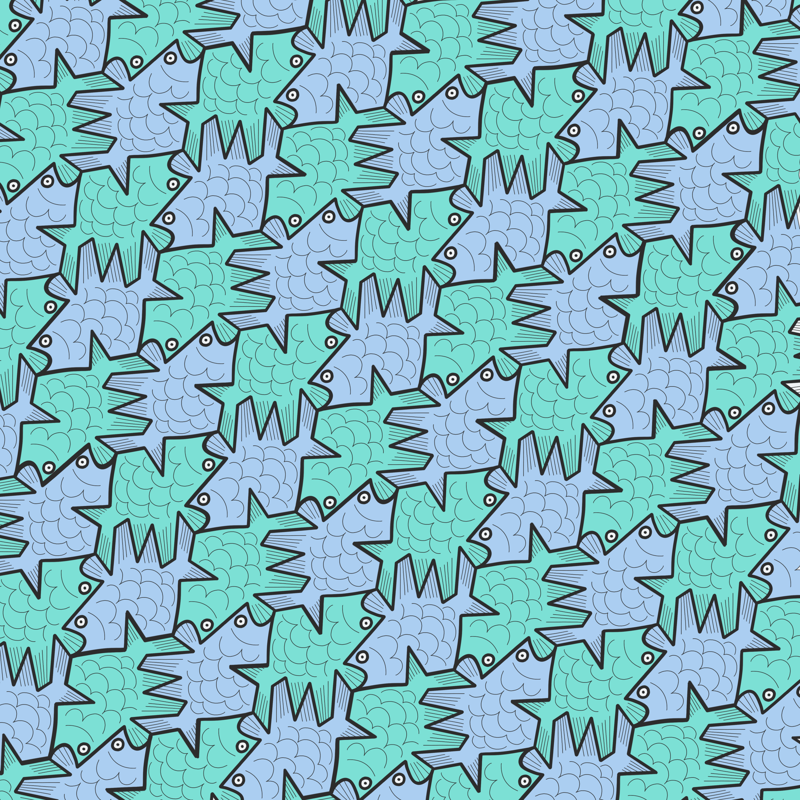 2662x2662 iPhone8 plus parallax #wallpaper #fish #tessellation #Escher like