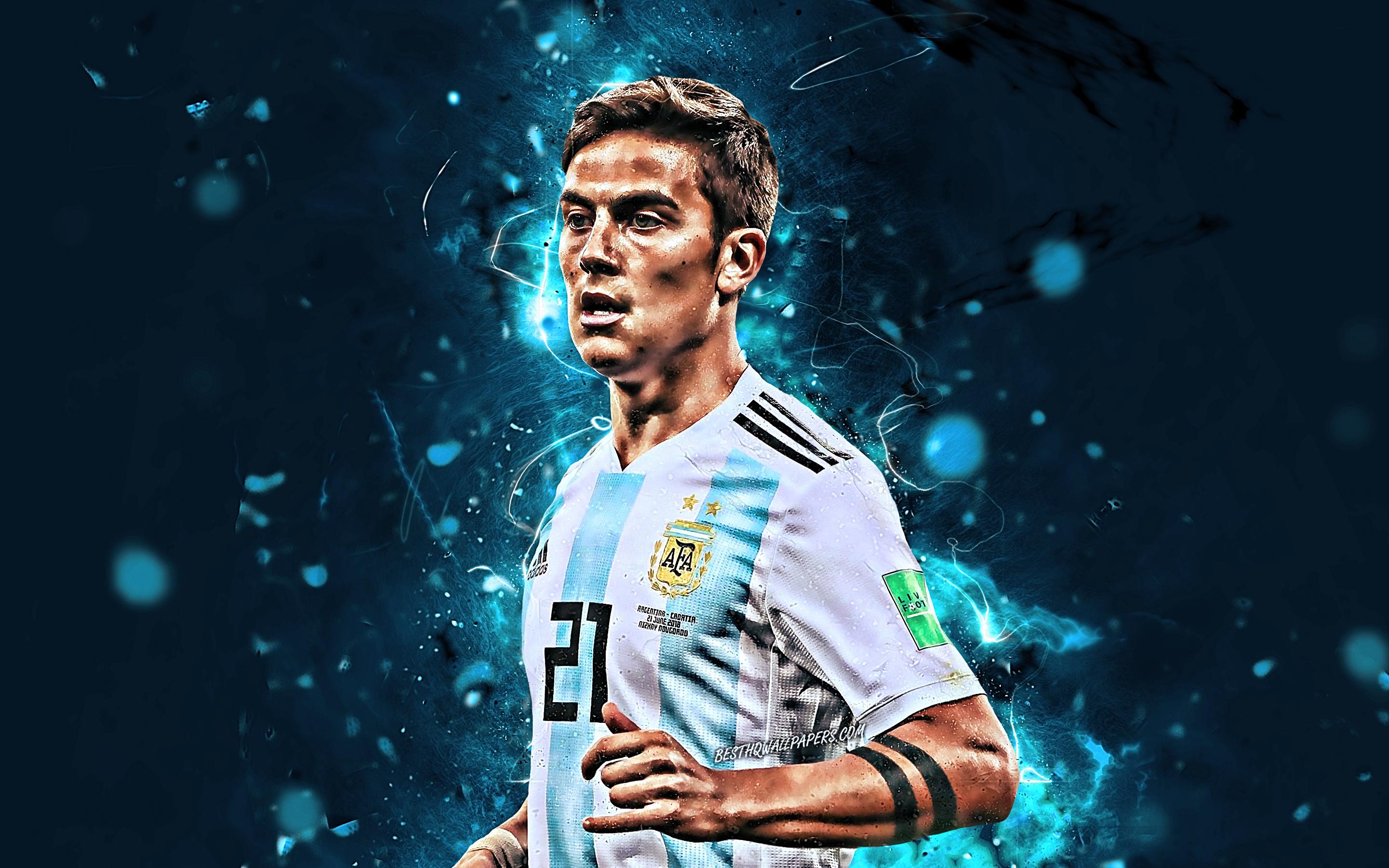 2880x1800 Download Wallpaper Paulo Dybala, Close Up, Argentina National Team, Football Stars, Dybala, Soccer, Footballers, Neon Lights, Argentinean Football Team For Desktop With Resolution 2880x1800. High Quality HD Picture Wallpaper