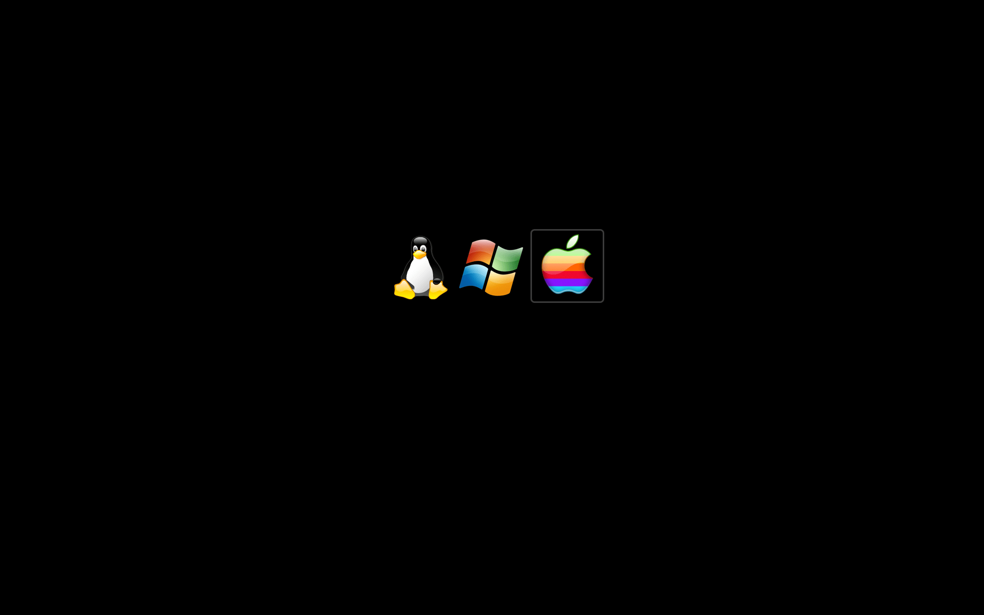 1920x1200 Apple Inc., Linux, tux, Microsoft Windows, logos, black background Wallpaper /