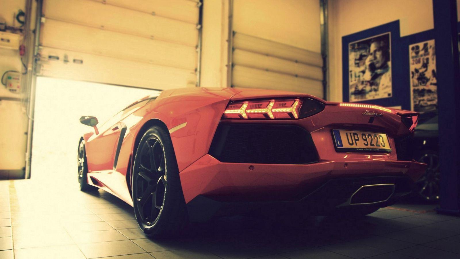 1600x900 Download wallpaper 1600x900 lamborghini, garage, style widescreen 16:9 HD background