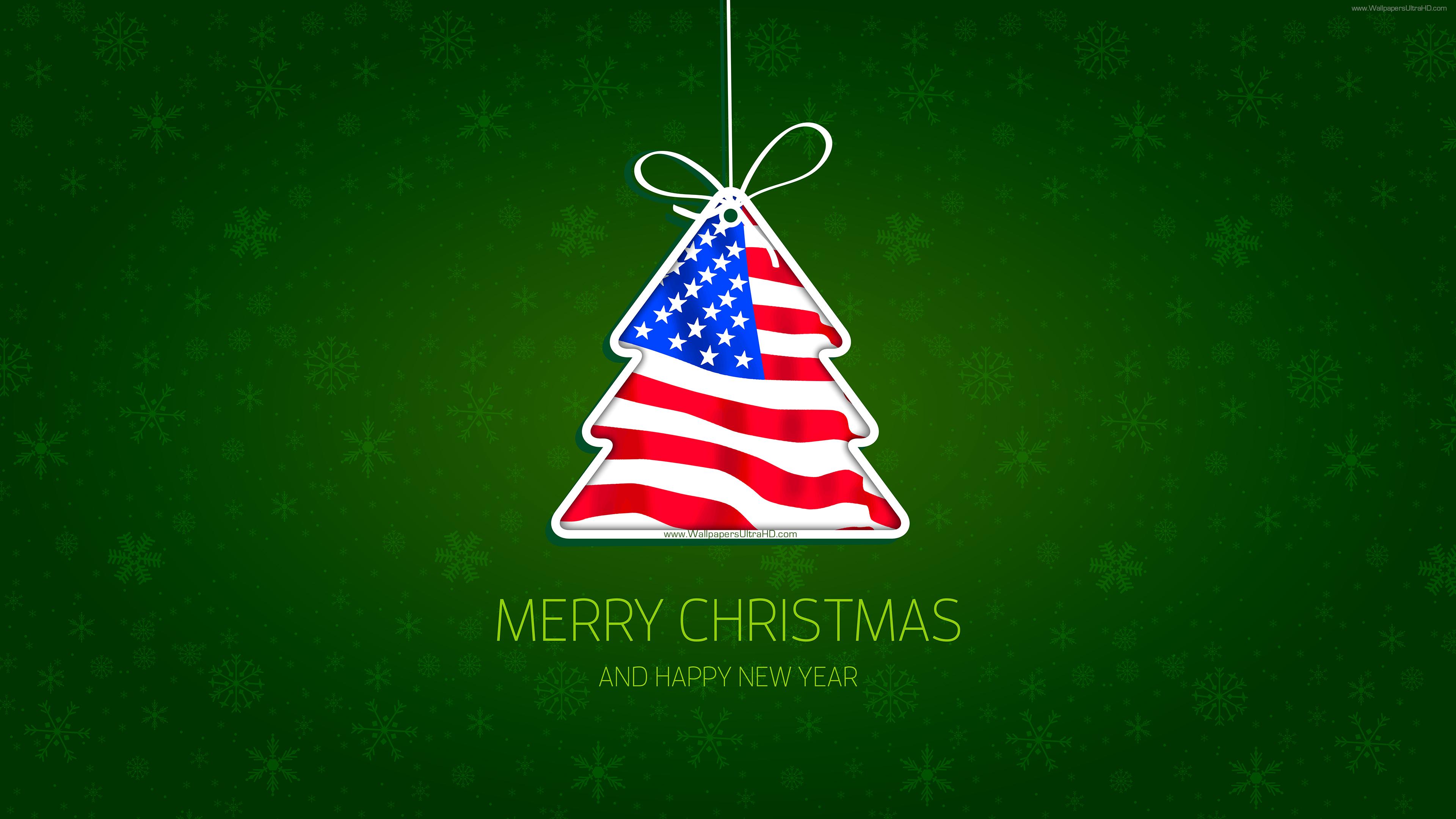 3840x2160 Holliday merry christmas tree 4K wallpaper