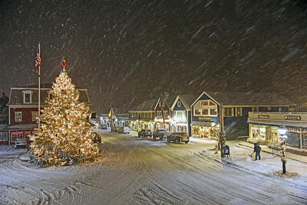 1280x854 Desktop Wallpaper USA New year Dock Square Kennebunkport Winter