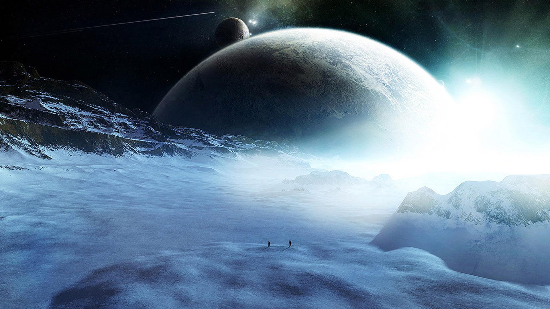 1920x1080 Atmosphere Blue Ice Planet Sci Fi Snow Space Stars Travelers Tv Show Wallpaper:1920x1080