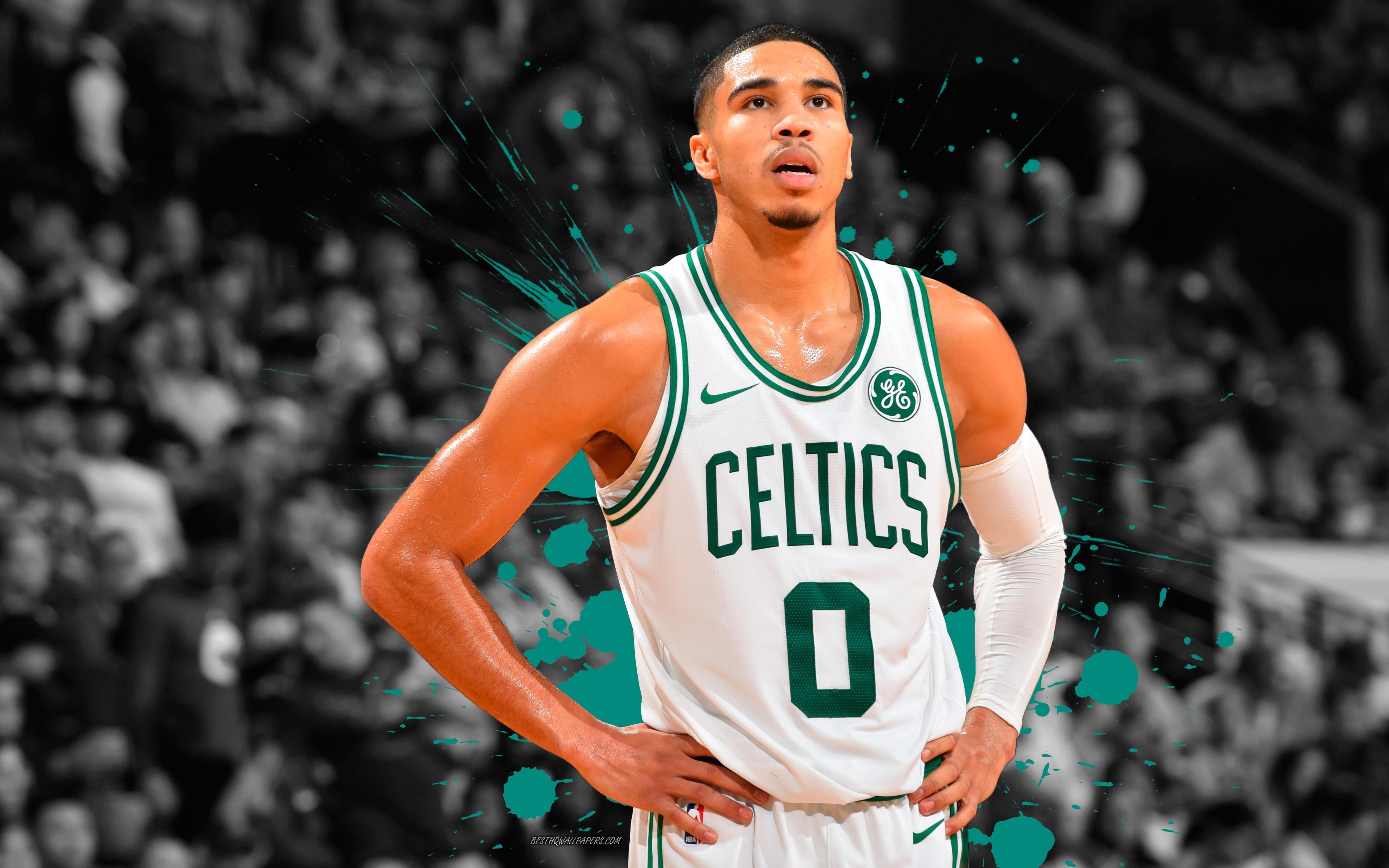 3840x2400 Download wallpaper Jayson Tatum, 4k, basketball players, NBA, Boston Celtics, grunge, basketball, art for desktop with resolution 3840x2400. High Quality HD picture wallpaper