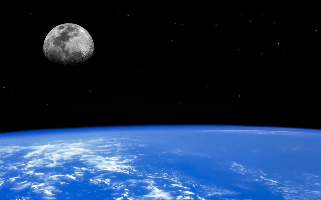 1280x800 Earth Space And The Moon Wallpaper