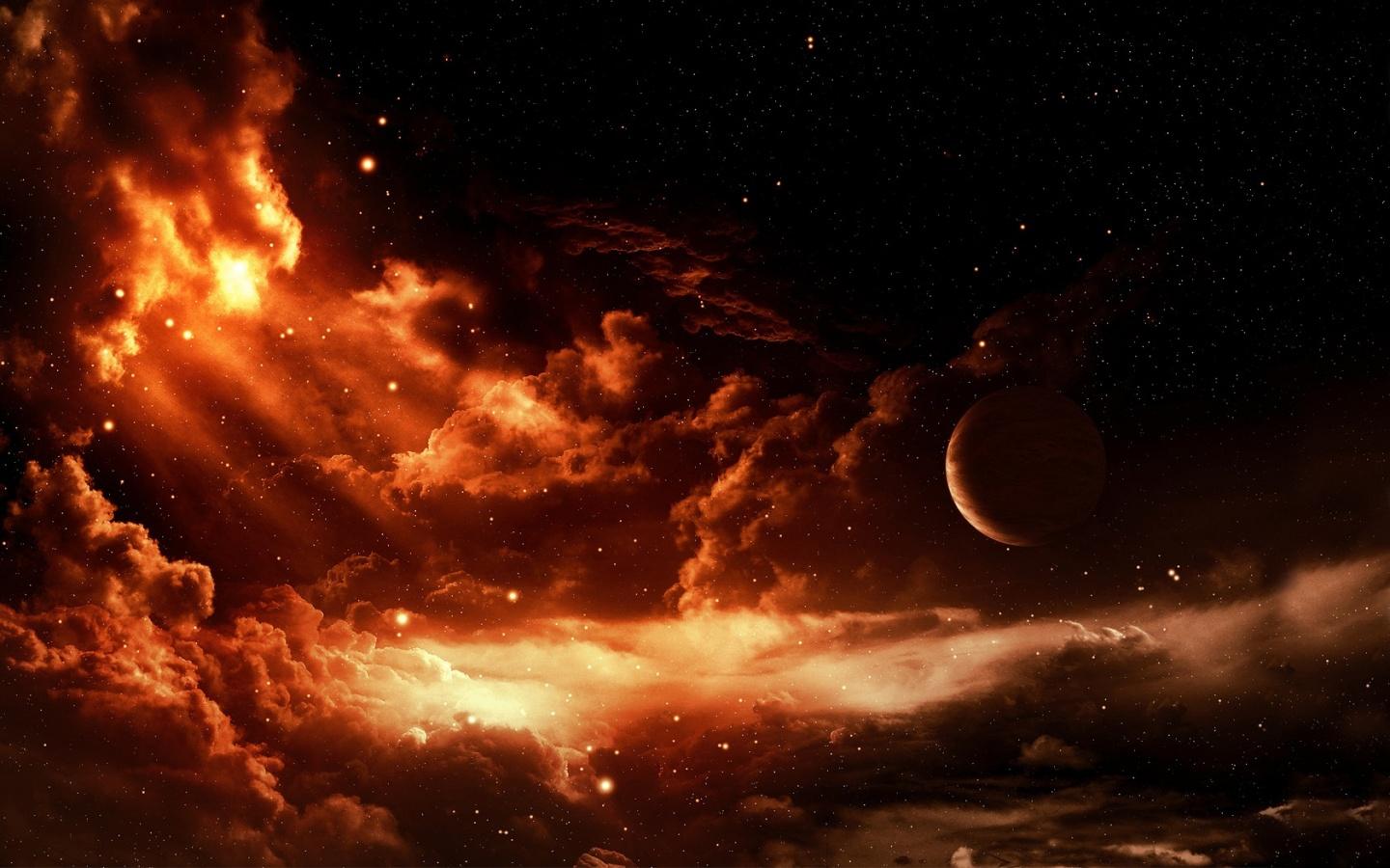 1440x900 Red Star Space Wallpaper