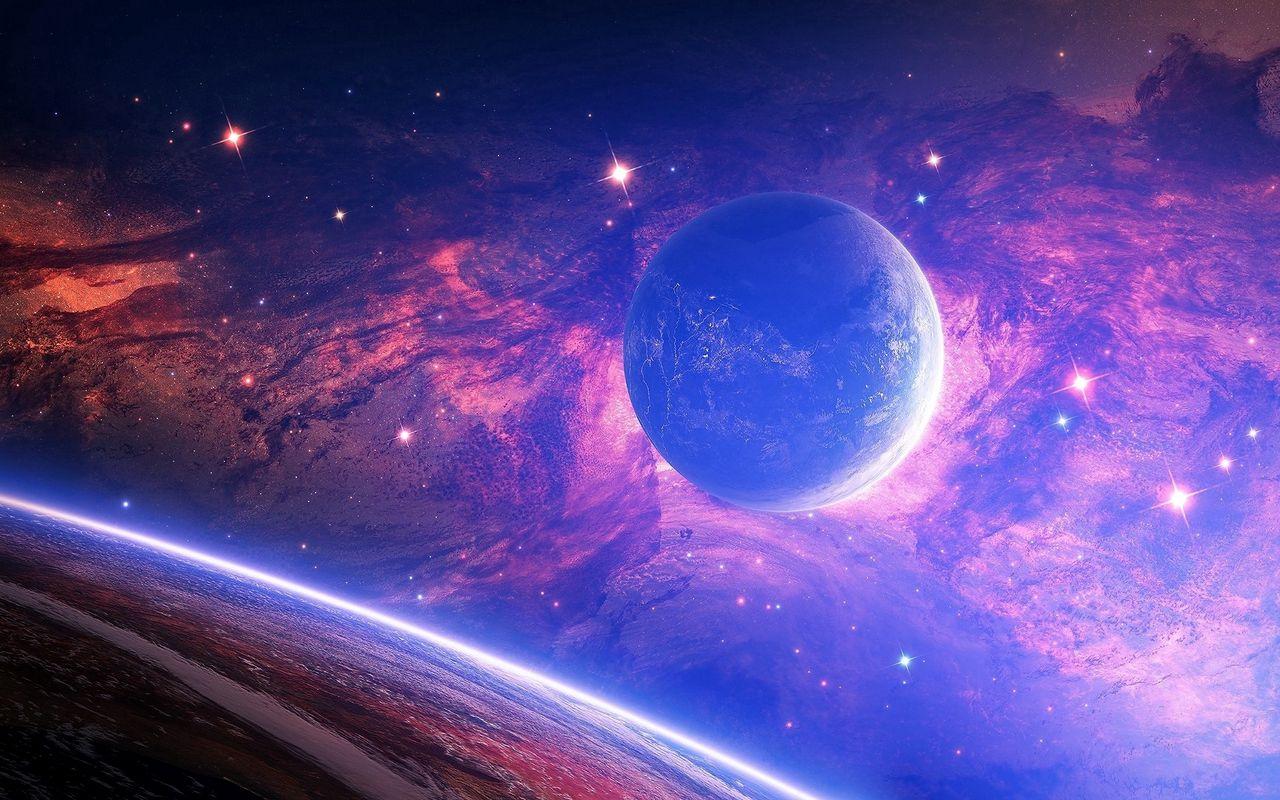 1280x800 Download wallpaper 1280x800 planet, light, spots, space widescreen 16:10 HD background