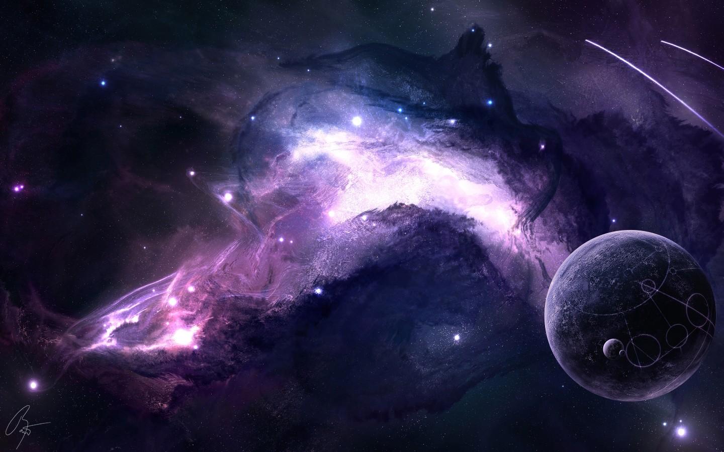 1440x900 #digital art, #fantasy art, #universe, #science fiction, #nebula, #planet, #JoeyJazz, #space art, #shooting stars, #space, wallpaper. Mocah HD Wallpaper