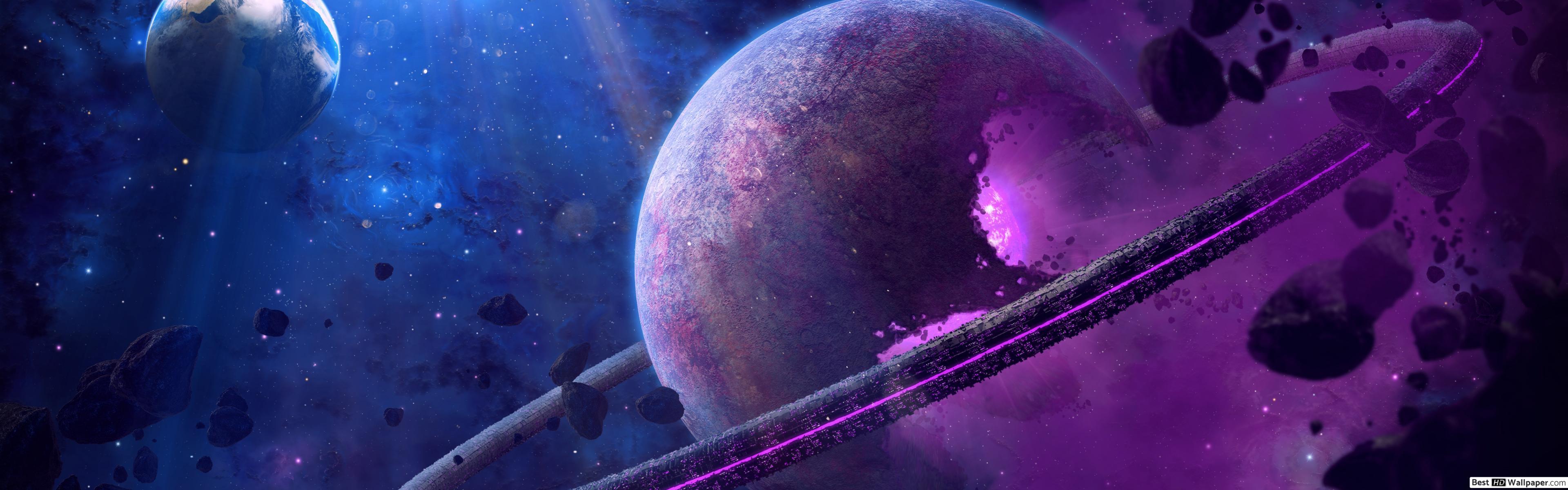 3840x1200 Space Explosion HD wallpaper download