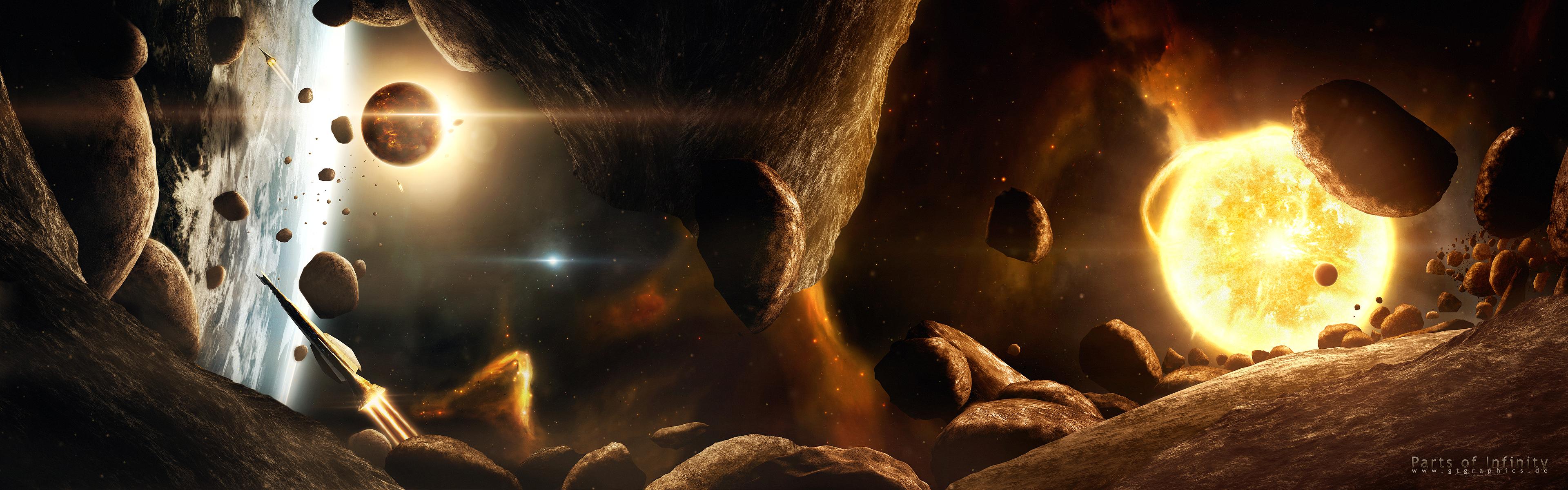 3840x1200 Sci Fi Spaceship HD Wallpaper