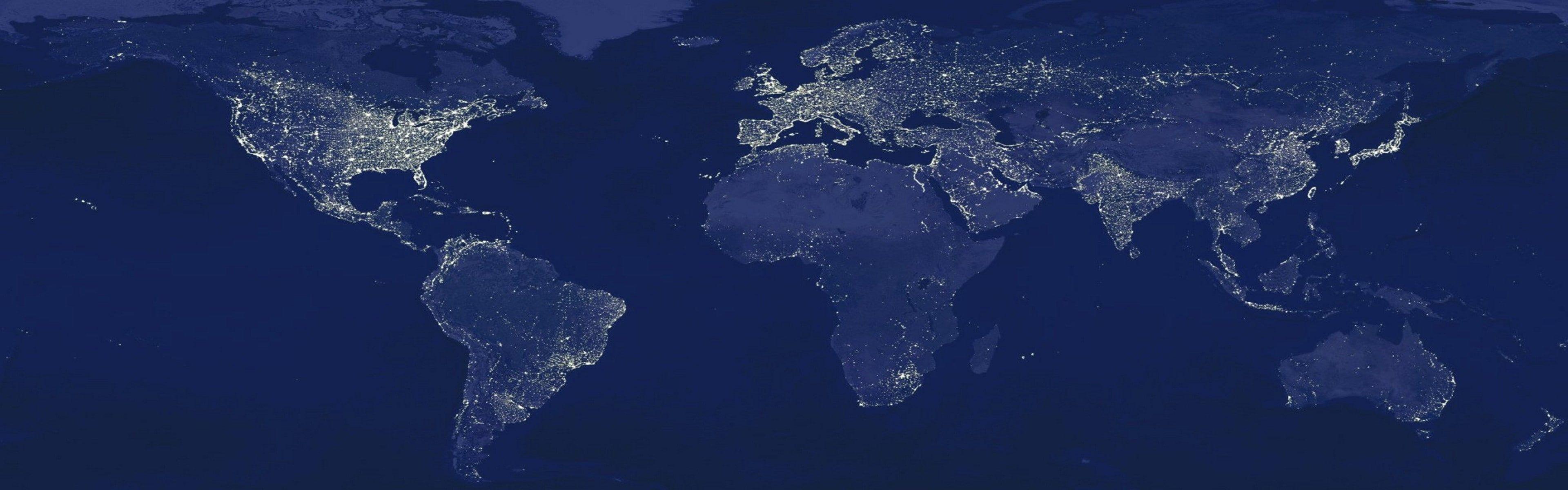3840x1200 light night earth pollution globes maps world map 3840x1200 Space Planets HD Art #Light #night K #wallpaper. Wallpaper, World map wallpaper, Planets wallpaper
