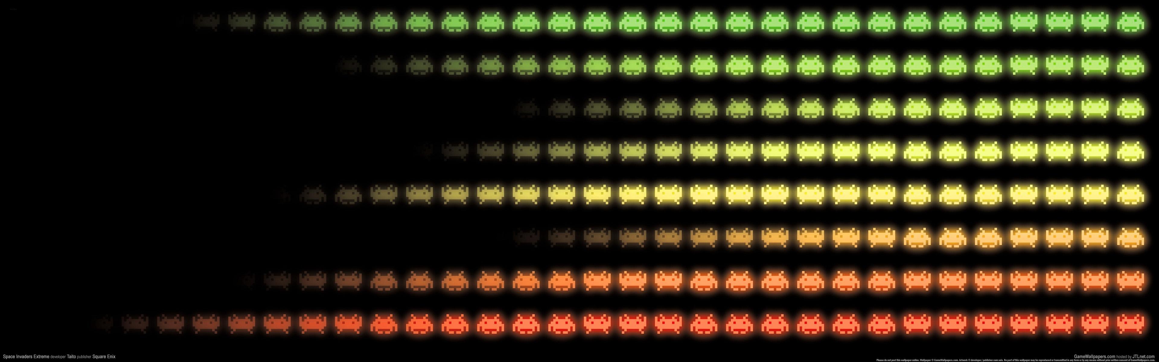 3840x1200 Dual Monitor Wallpaper Fond Space Invaders HD Wallpaper