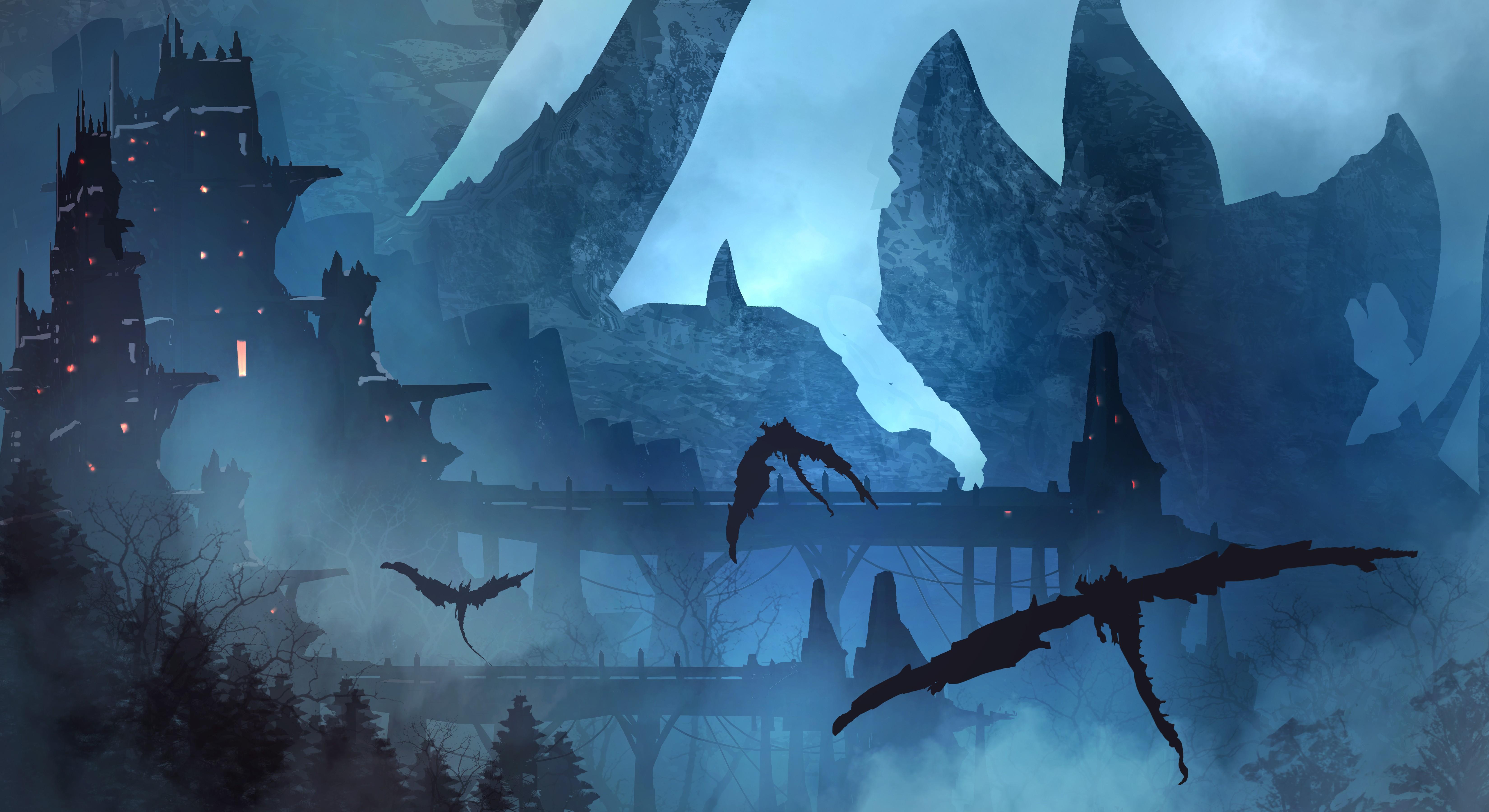6600x3600 #artwork, #digital art, #dragon, #, #fantasy art, wallpaper. Mocah HD Wallpaper