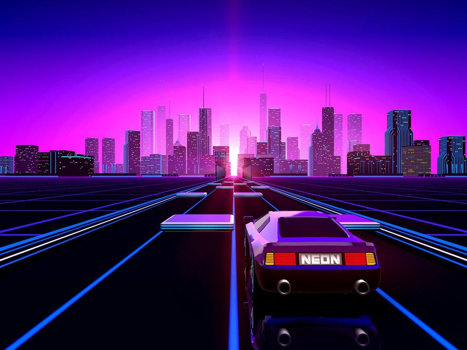 1600x1200 Auto, Music, The City, Neon, Retro Wallpaper, Machine, Background, Color • Wallpaper For You