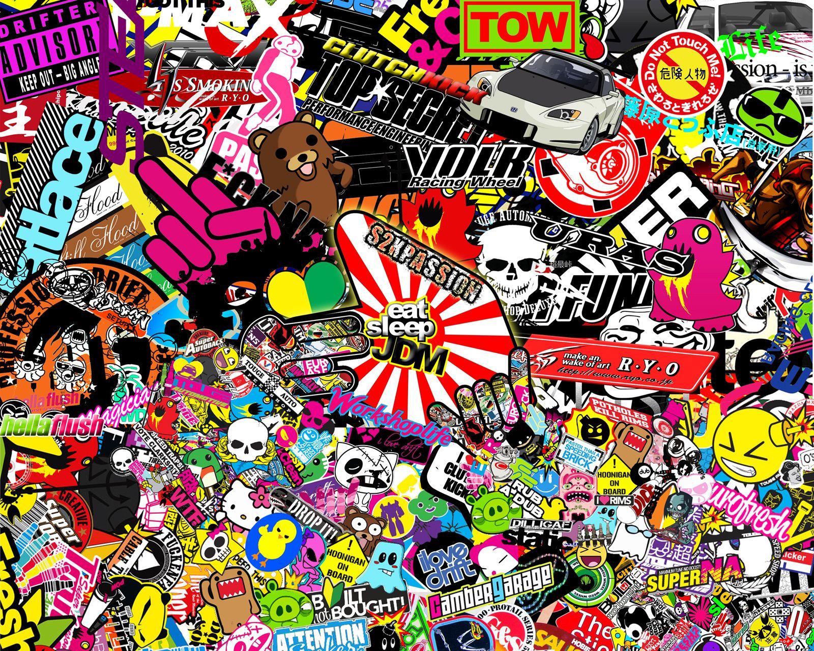 HD wallpaper multicolored art illustration Sticker Bomb sticks bombs  multi colored  Wallpaper Flare