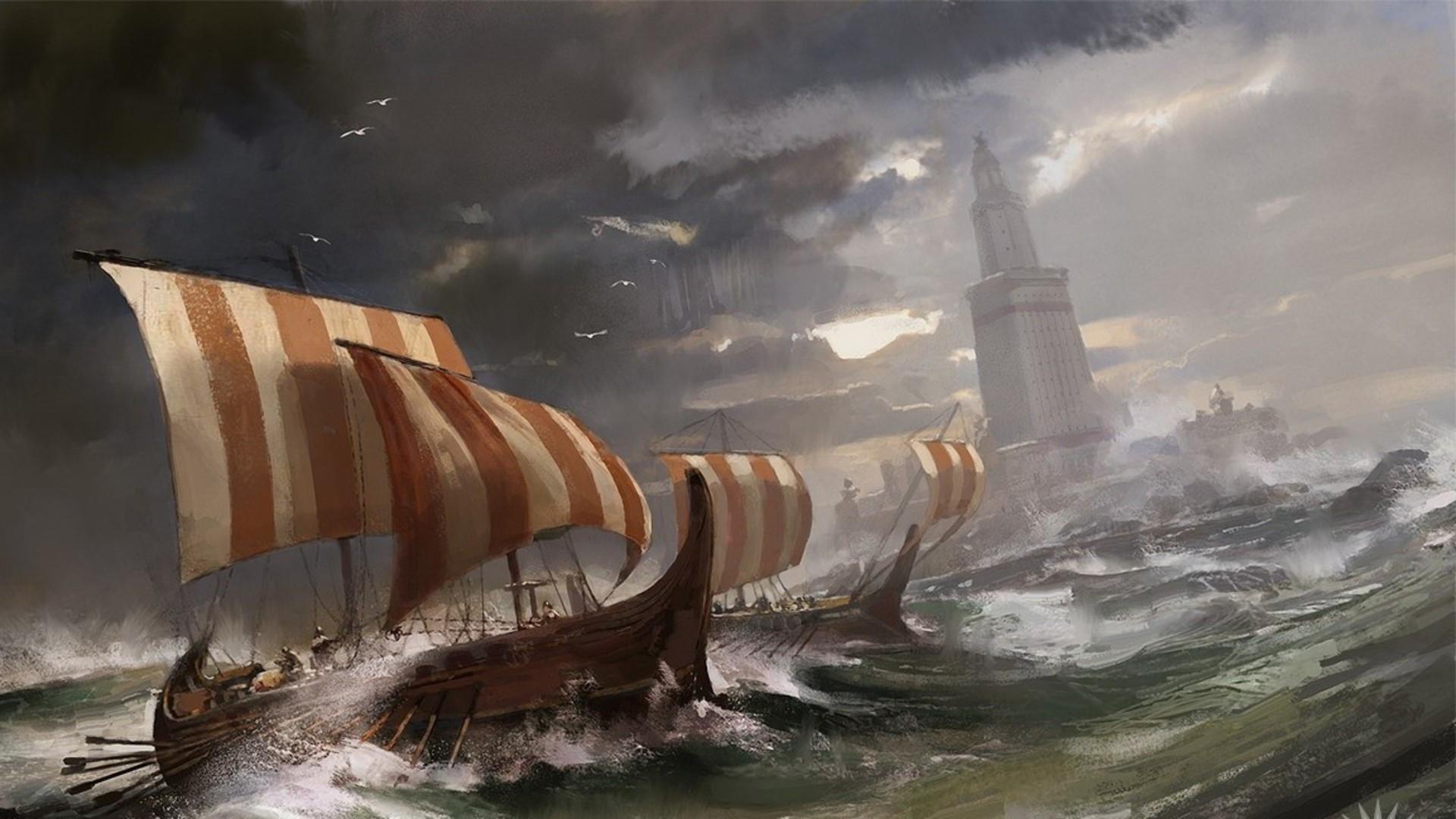 1920x1080 Vikings, Boat, Artwork Wallpaper HD / Desktop and Mobile Background