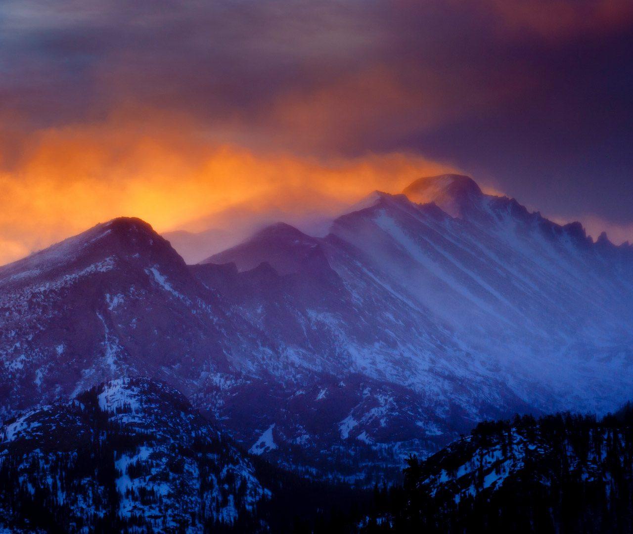 1280x1080 Rocky Mountain Sunset HD Wallpaper