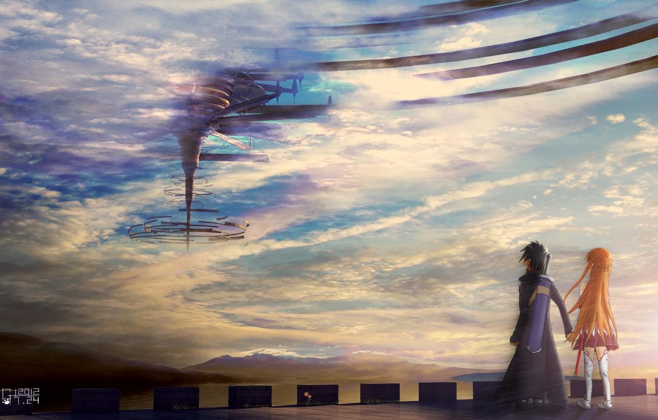 1332x850 Wallpaper weapons, sword, sword art online, yuuki asuna, kirugaya kazuto, kirito, sword art online, Yuuki Asuna, aincrad, kirito, rapier image for desktop, section арт