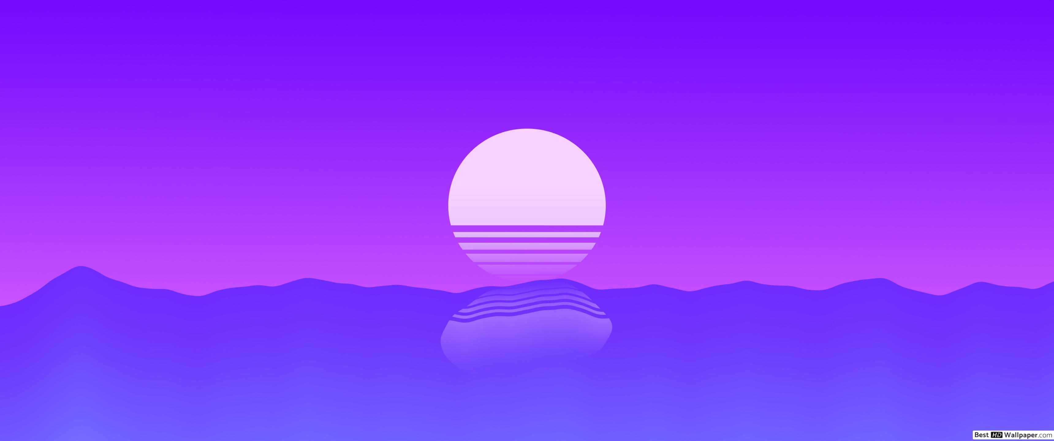 3440x1440 Retro sunset HD wallpaper download