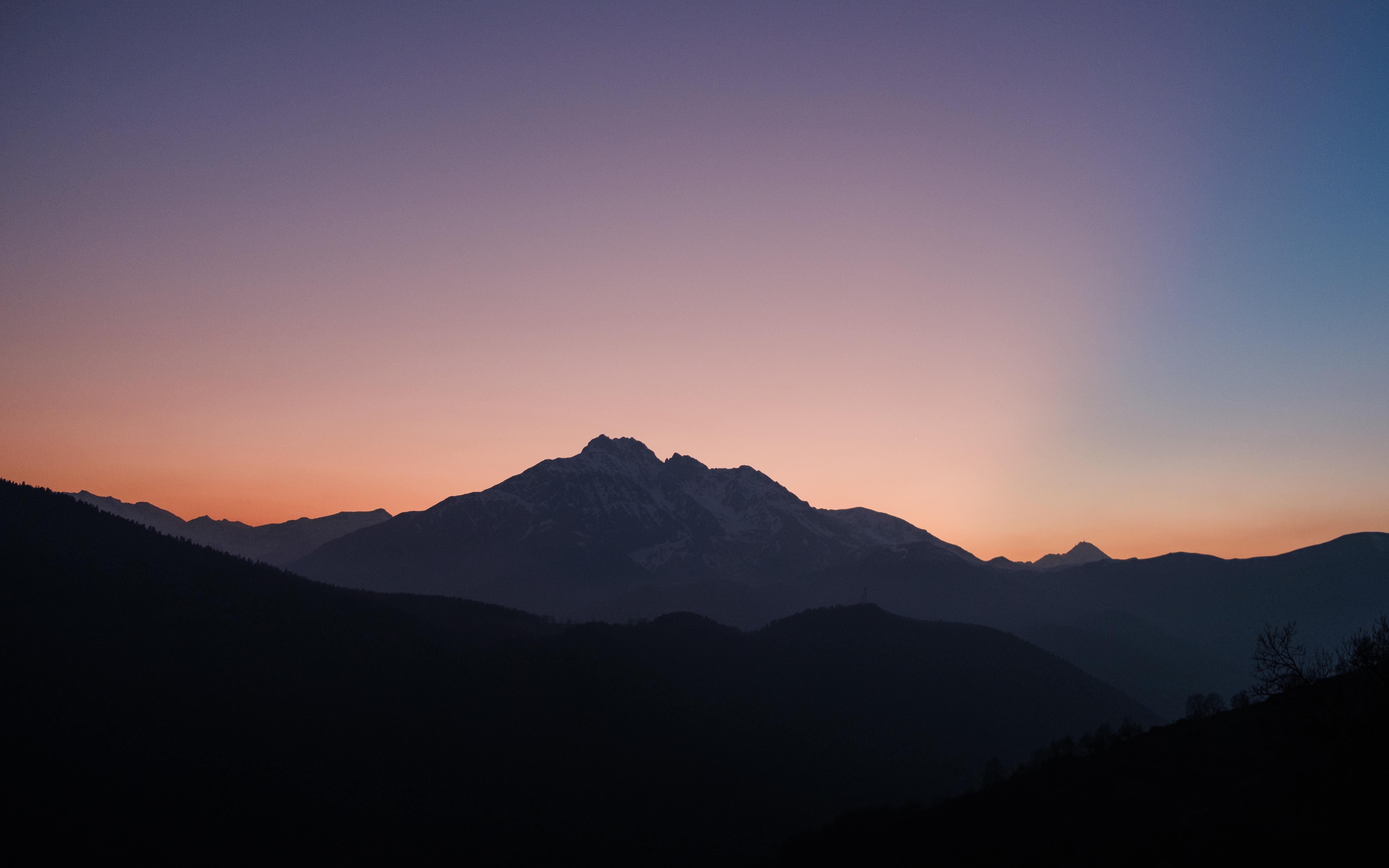 5120x3200 Sunset Wallpaper 4K, Mountains, Silhouette, Nature