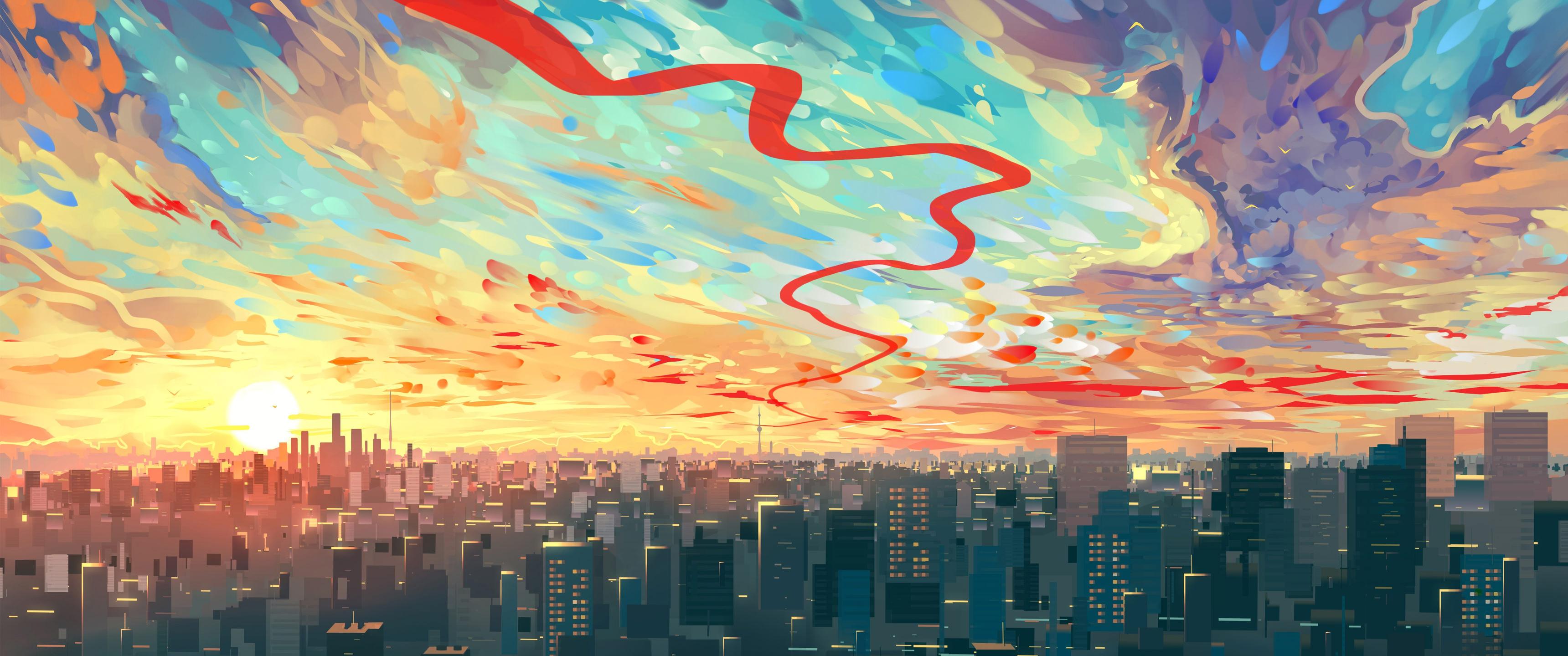 3440x1440 Artistic City HD Wallpaper