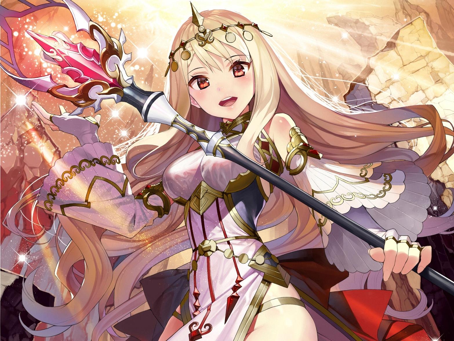 1566x1176 Wallpaper Staff, Mage, Blonde, Anime Girl, Long Hair:1566x1176